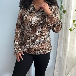 Retro animal print blouse